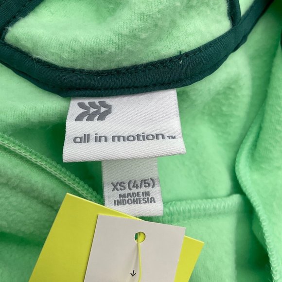 All In Motion x4 Girls 1/4 Zip Hooded Fleece Tops XS(4/5) Mint Green - Picture 4 of 9